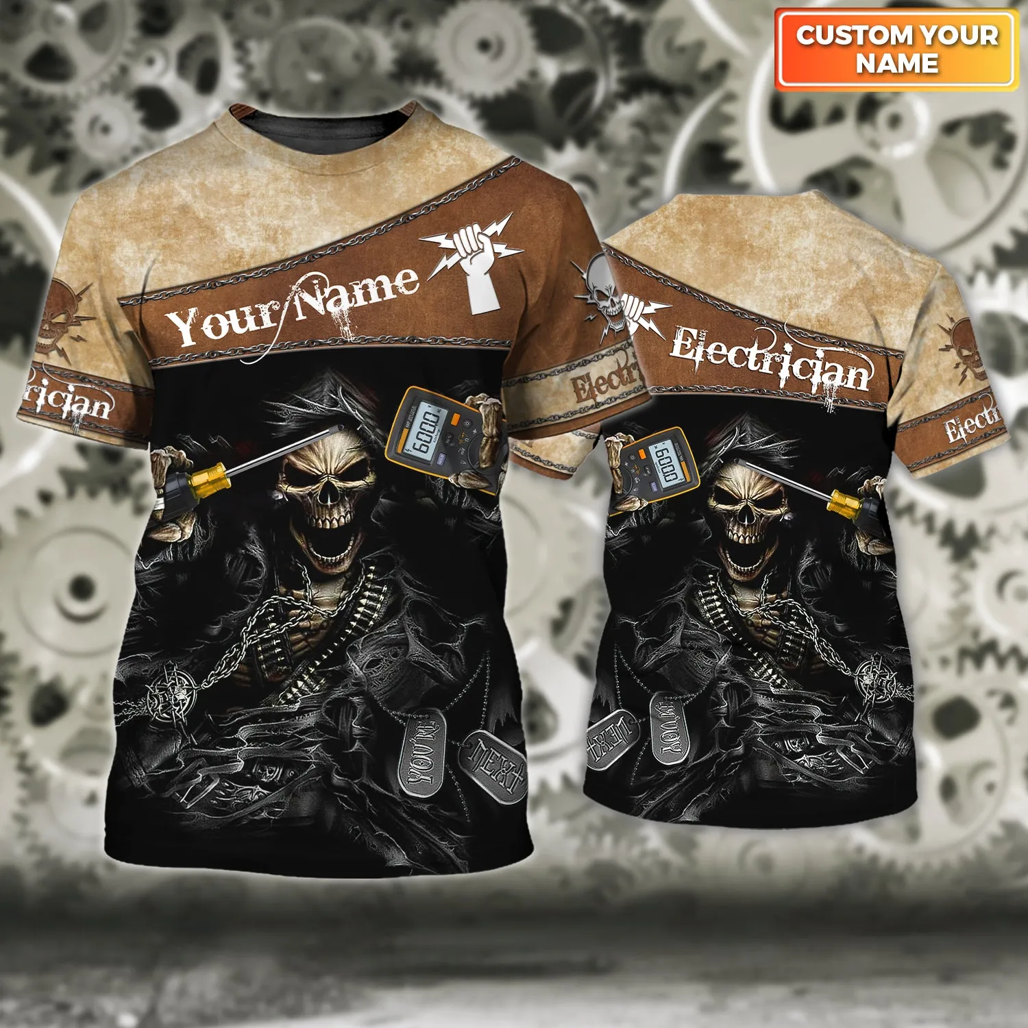 Cool Skull Electrician 3D All Over Printed Shirts
