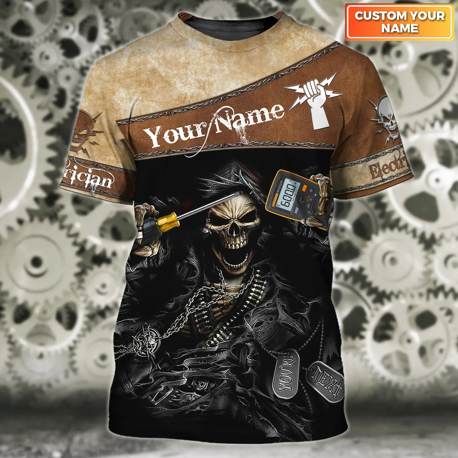 Cool Skull Electrician 3D All Over Printed Shirts