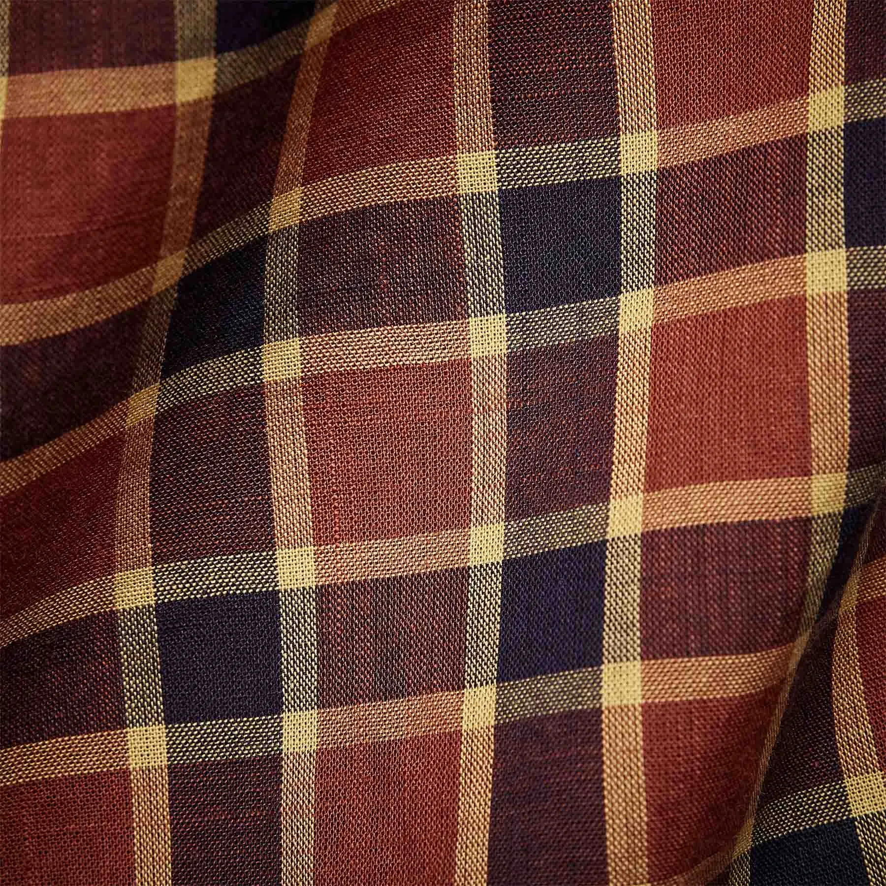 Cotton Plaid Shirt - Tamarind/Navy