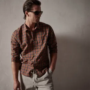 Cotton Plaid Shirt - Tamarind/Navy