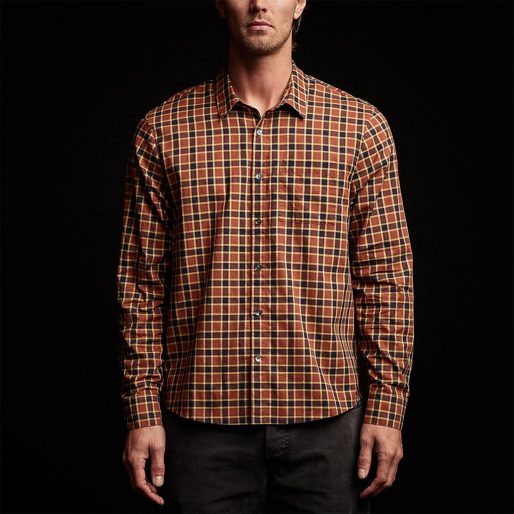 Cotton Plaid Shirt - Tamarind/Navy