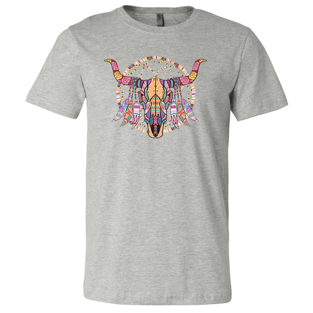 Cow Skull Mosaic Asst Colors Mens Lightweight Fitted T-Shirt/tee