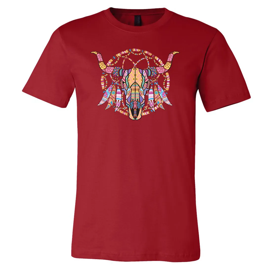 Cow Skull Mosaic Asst Colors Mens Lightweight Fitted T-Shirt/tee