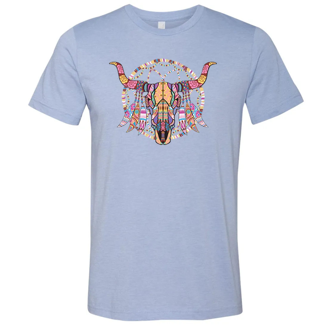 Cow Skull Mosaic Asst Colors Mens Lightweight Fitted T-Shirt/tee