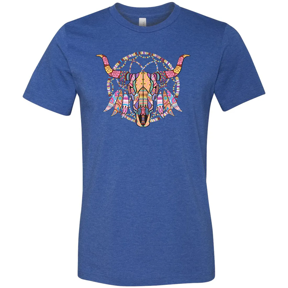 Cow Skull Mosaic Asst Colors Mens Lightweight Fitted T-Shirt/tee