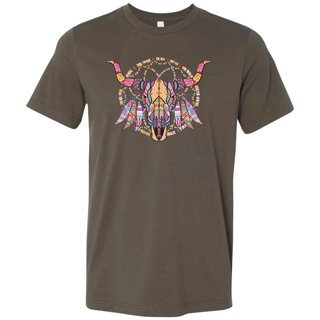 Cow Skull Mosaic Asst Colors Mens Lightweight Fitted T-Shirt/tee