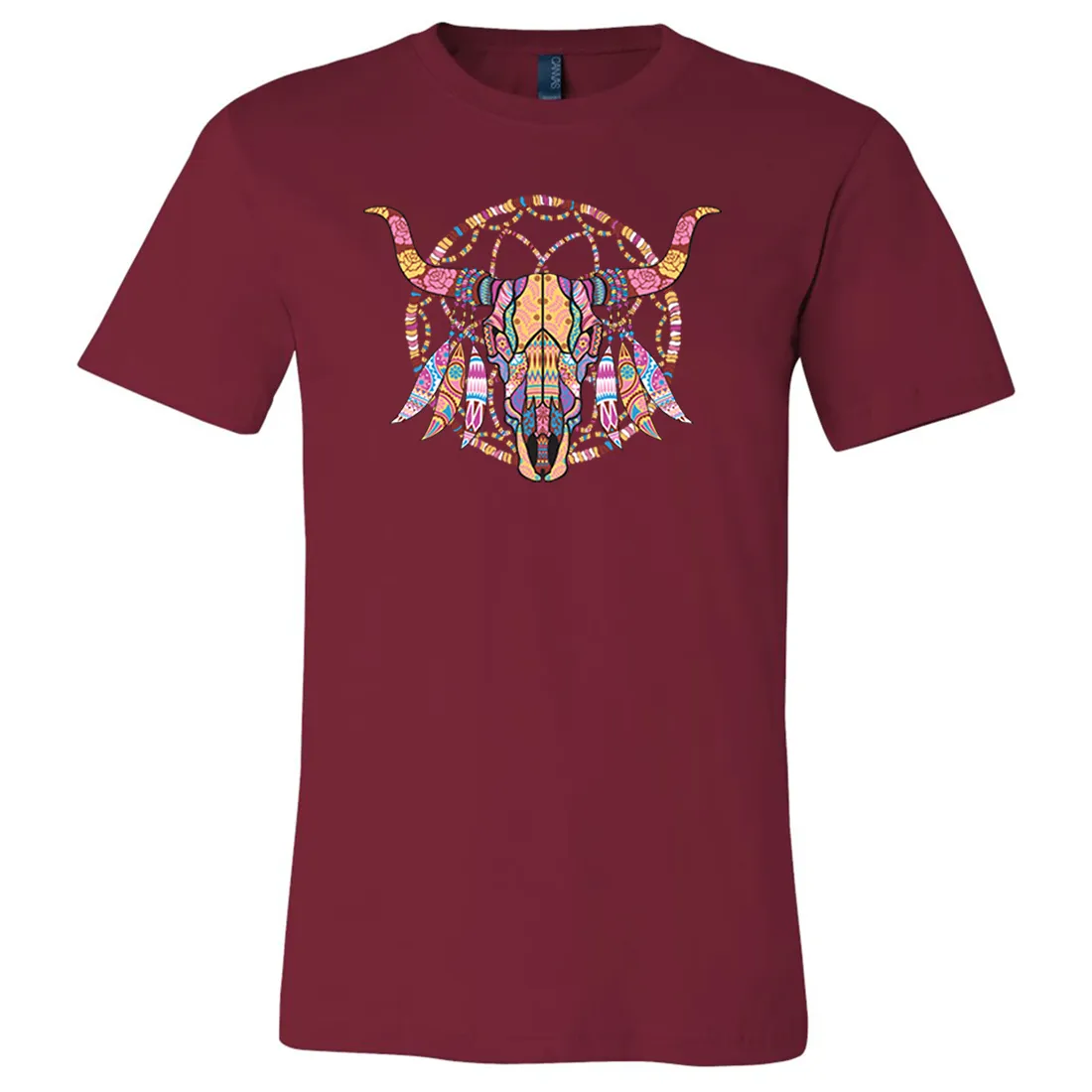 Cow Skull Mosaic Asst Colors Mens Lightweight Fitted T-Shirt/tee