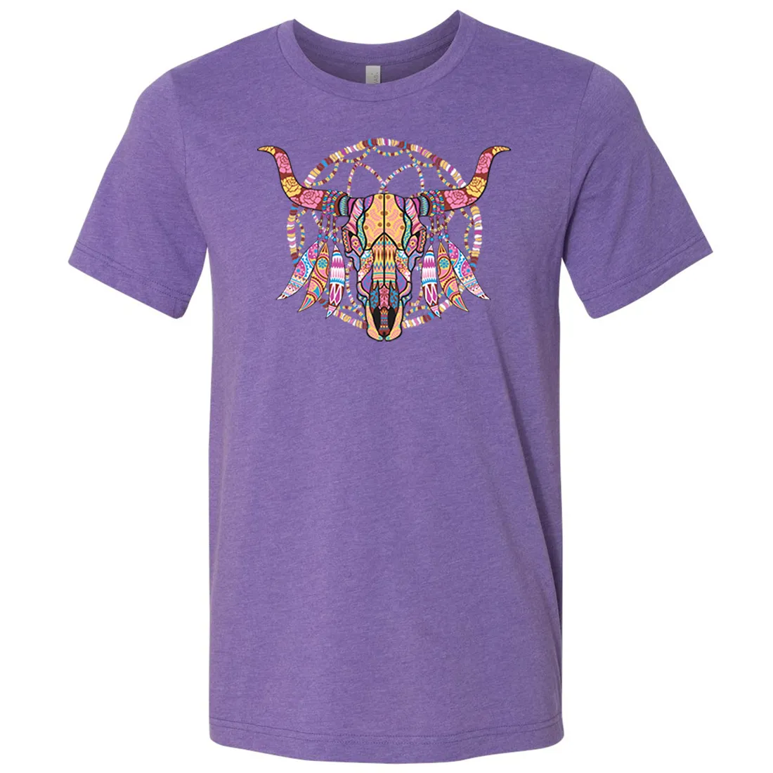 Cow Skull Mosaic Asst Colors Mens Lightweight Fitted T-Shirt/tee