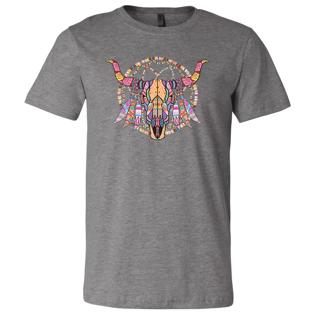 Cow Skull Mosaic Asst Colors Mens Lightweight Fitted T-Shirt/tee