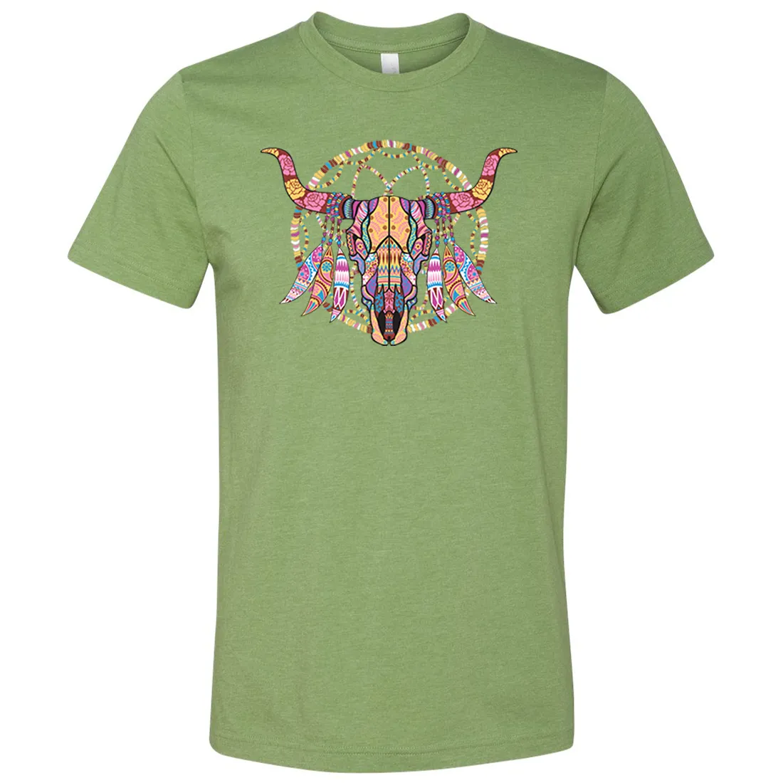 Cow Skull Mosaic Asst Colors Mens Lightweight Fitted T-Shirt/tee