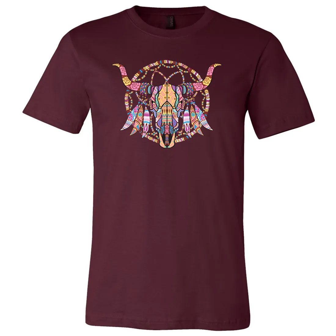 Cow Skull Mosaic Asst Colors Mens Lightweight Fitted T-Shirt/tee
