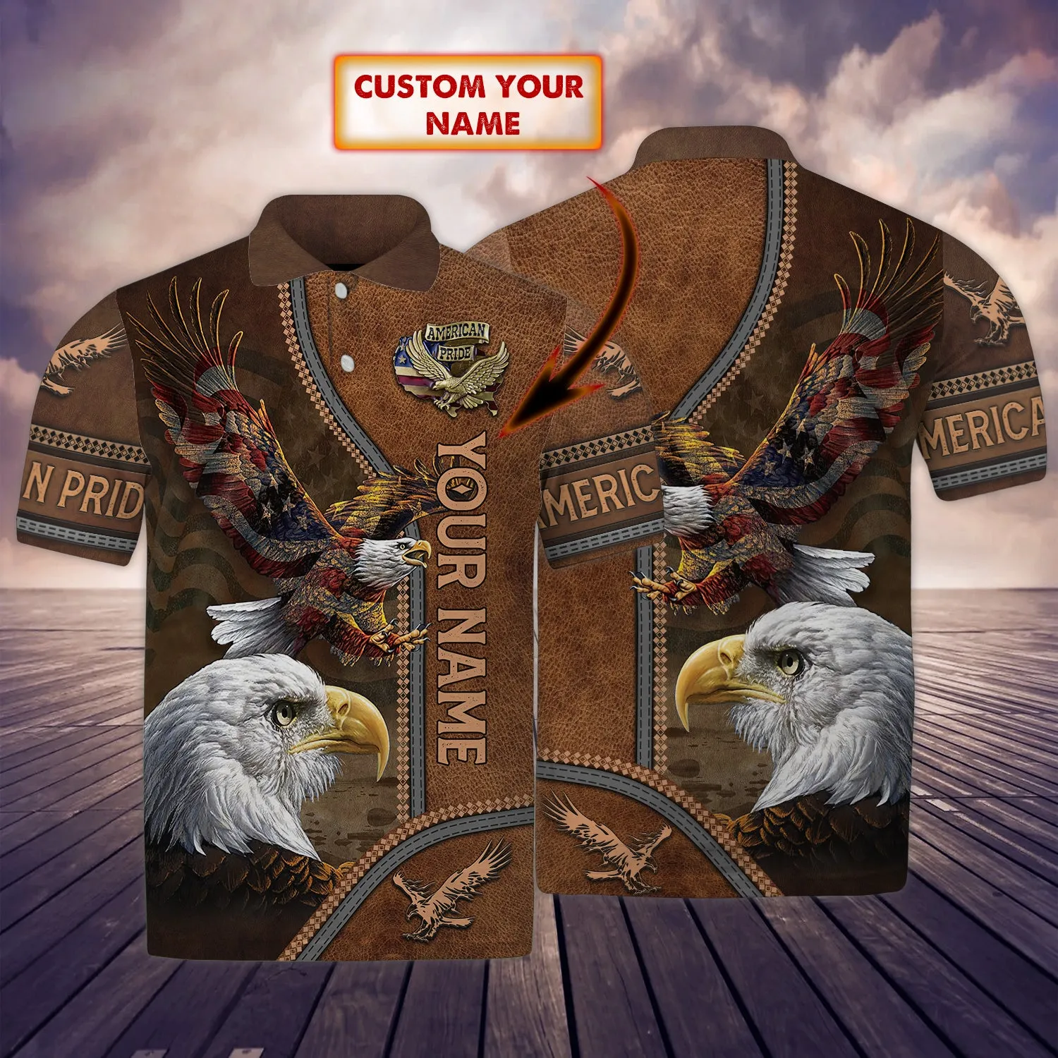 Custom Polo shirt-Eagle-American pride-HTV