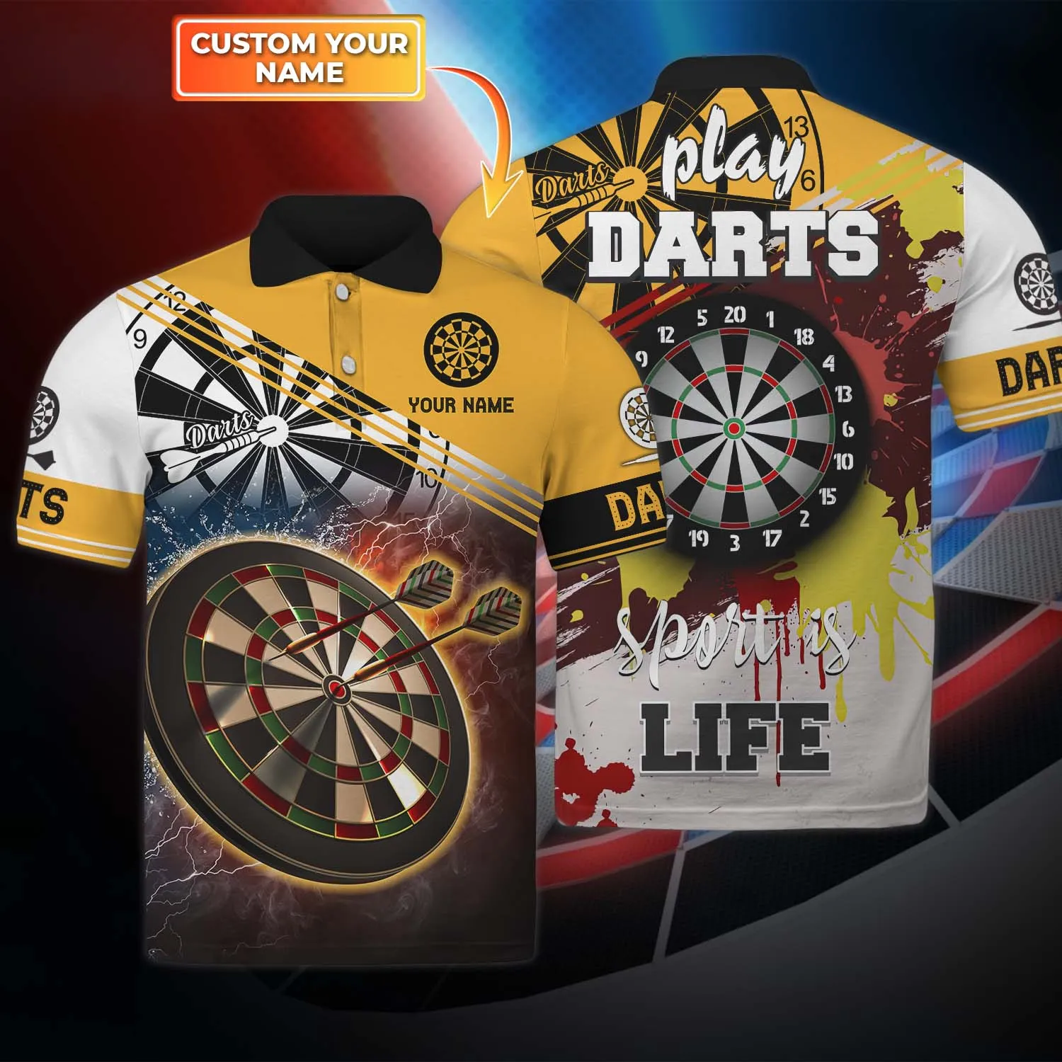 Darts - 02 Personalized Name 3D Polo Shirt - NA93