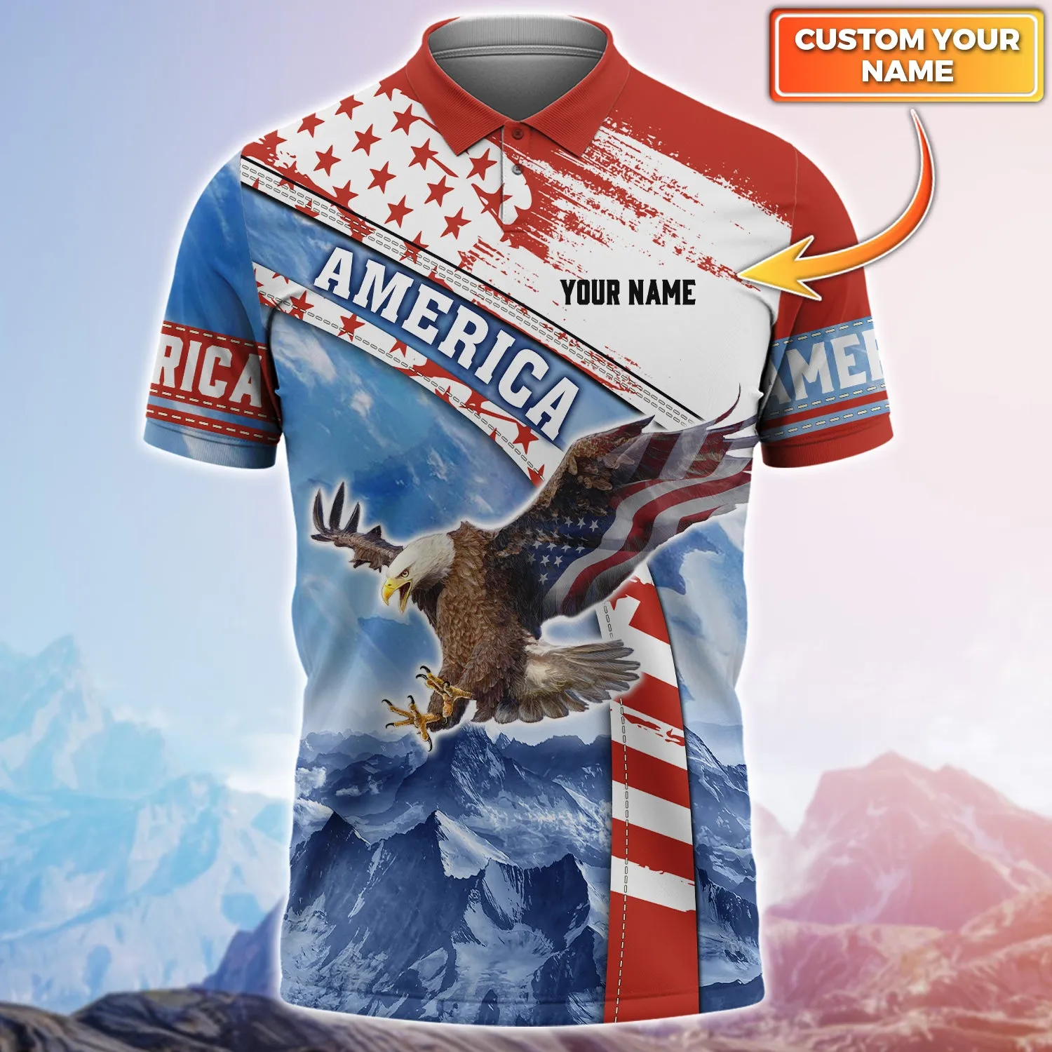 Eagle3 - Personalized Name 3D Polo Shirt - Hdmt