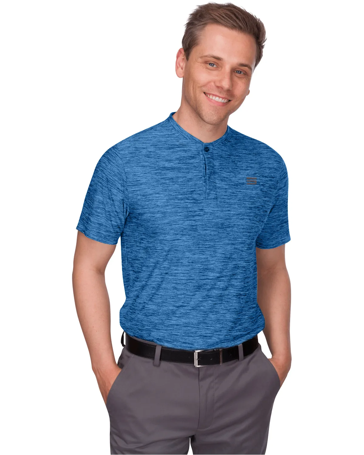 Extreme Deal -Men's Heathered Collarless Golf Polos Additional Colors