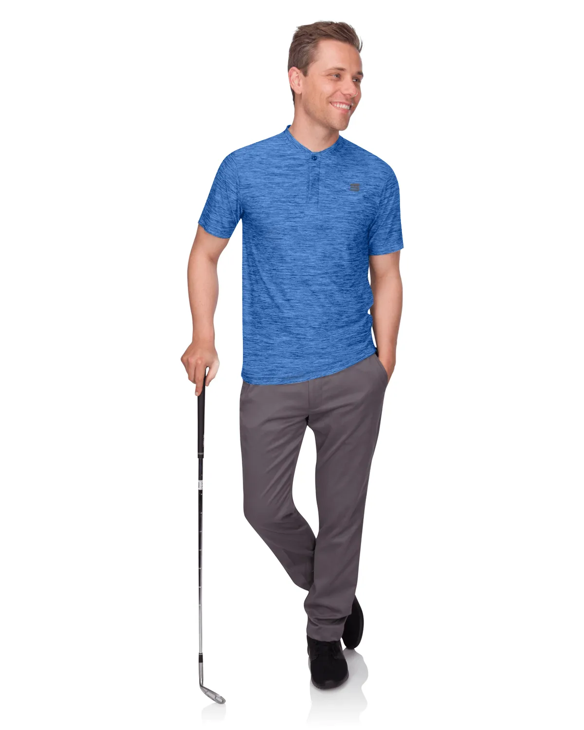 Extreme Deal -Men's Heathered Collarless Golf Polos Additional Colors