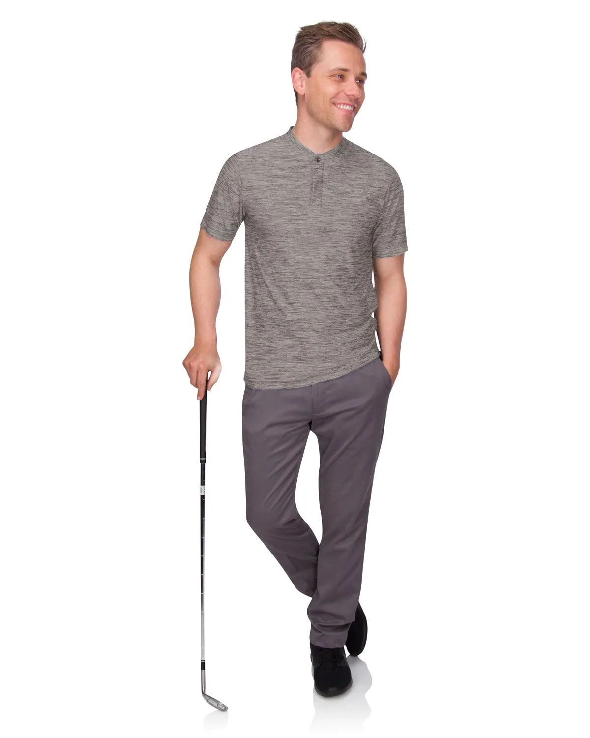 Extreme Deal -Men's Heathered Collarless Golf Polos Additional Colors