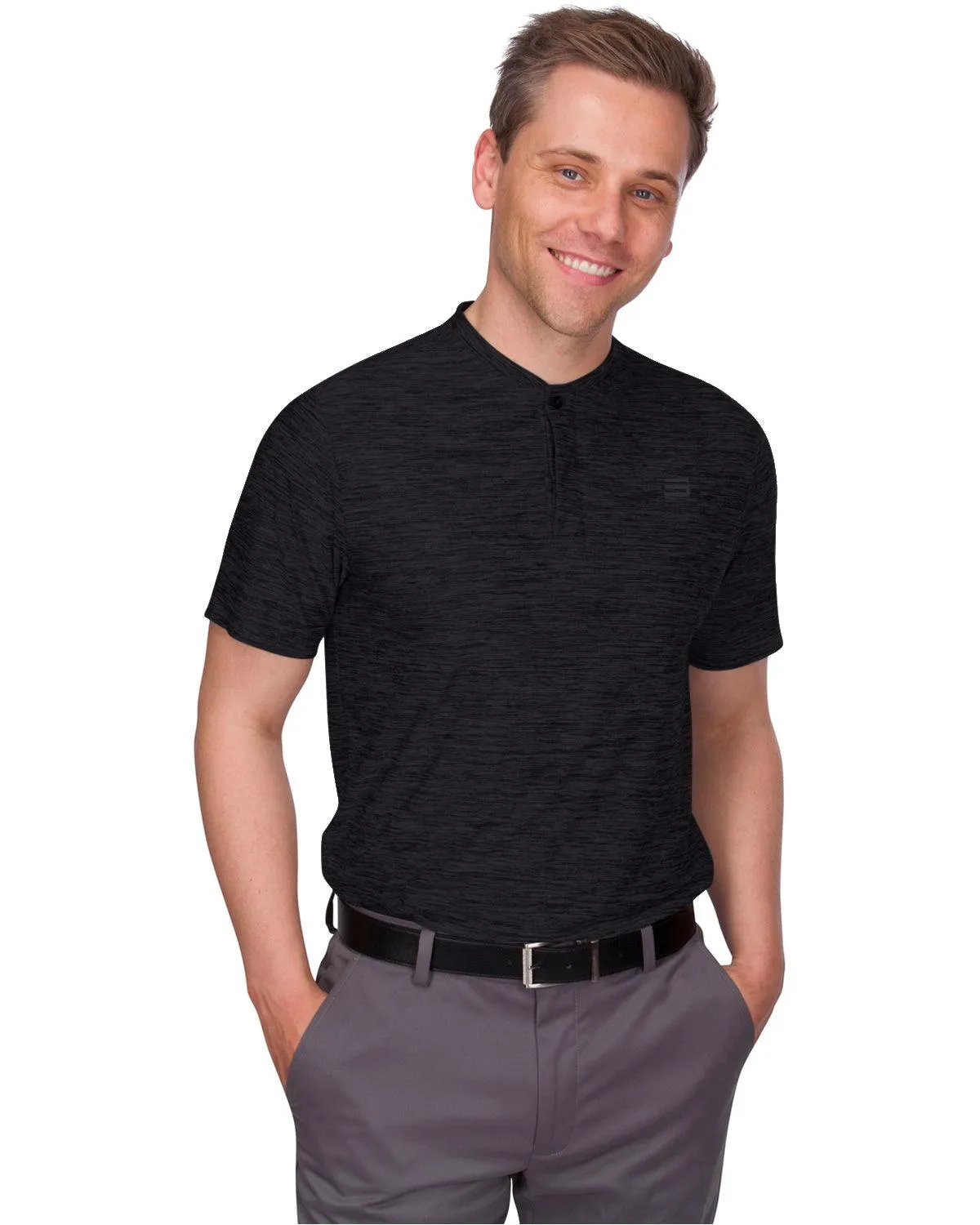 Extreme Deal -Men's Heathered Collarless Golf Polos Additional Colors