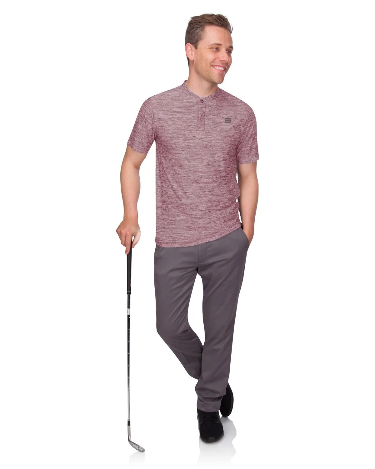 Extreme Deal -Men's Heathered Collarless Golf Polos Additional Colors