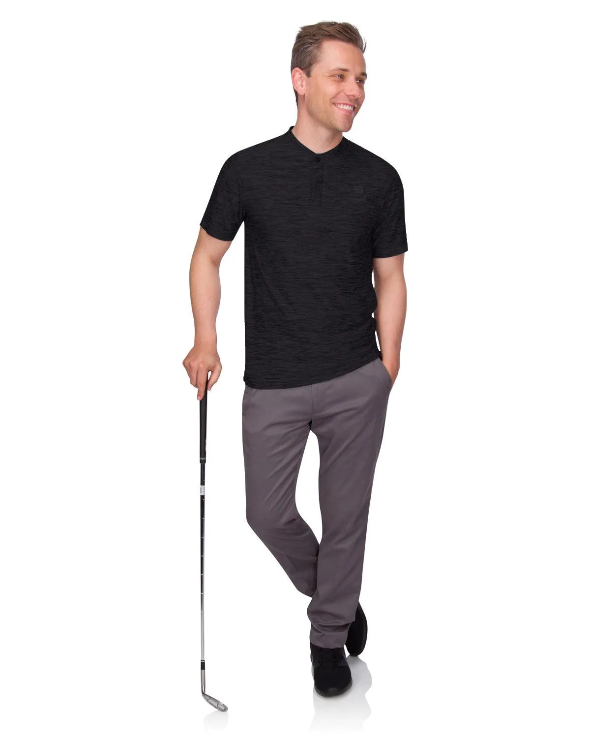 Extreme Deal -Men's Heathered Collarless Golf Polos Additional Colors