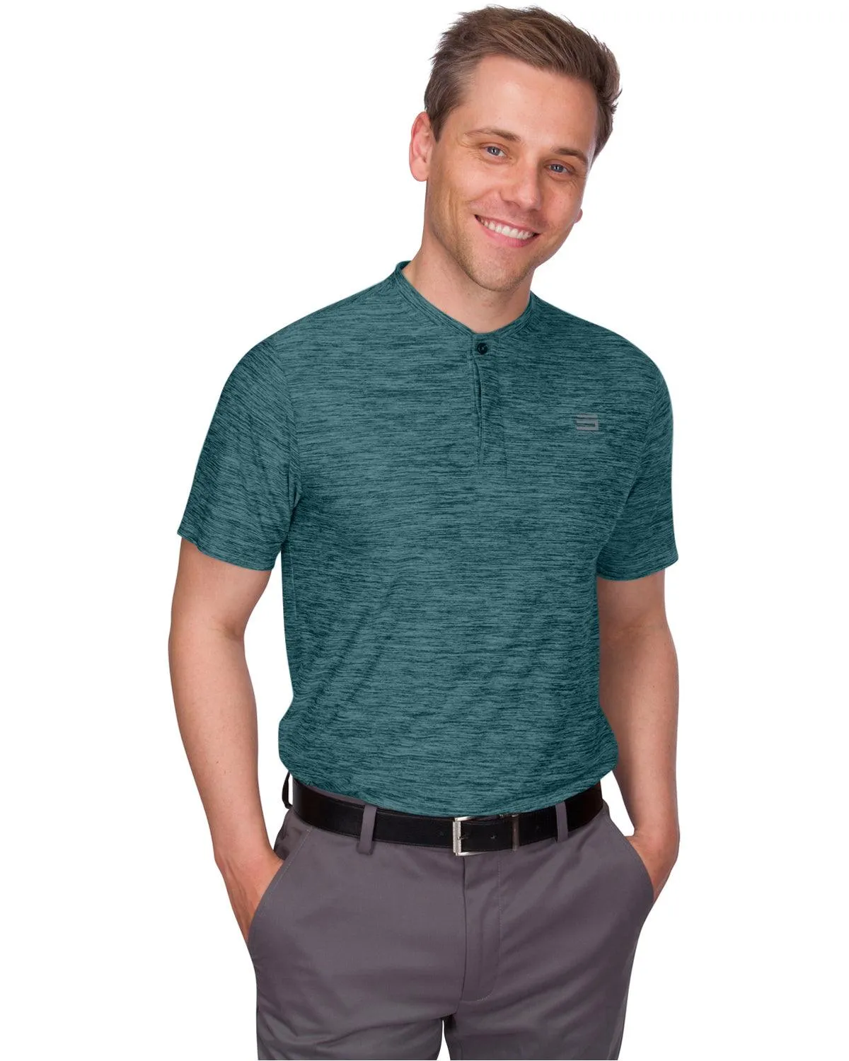 Extreme Deal -Men's Heathered Collarless Golf Polos Additional Colors