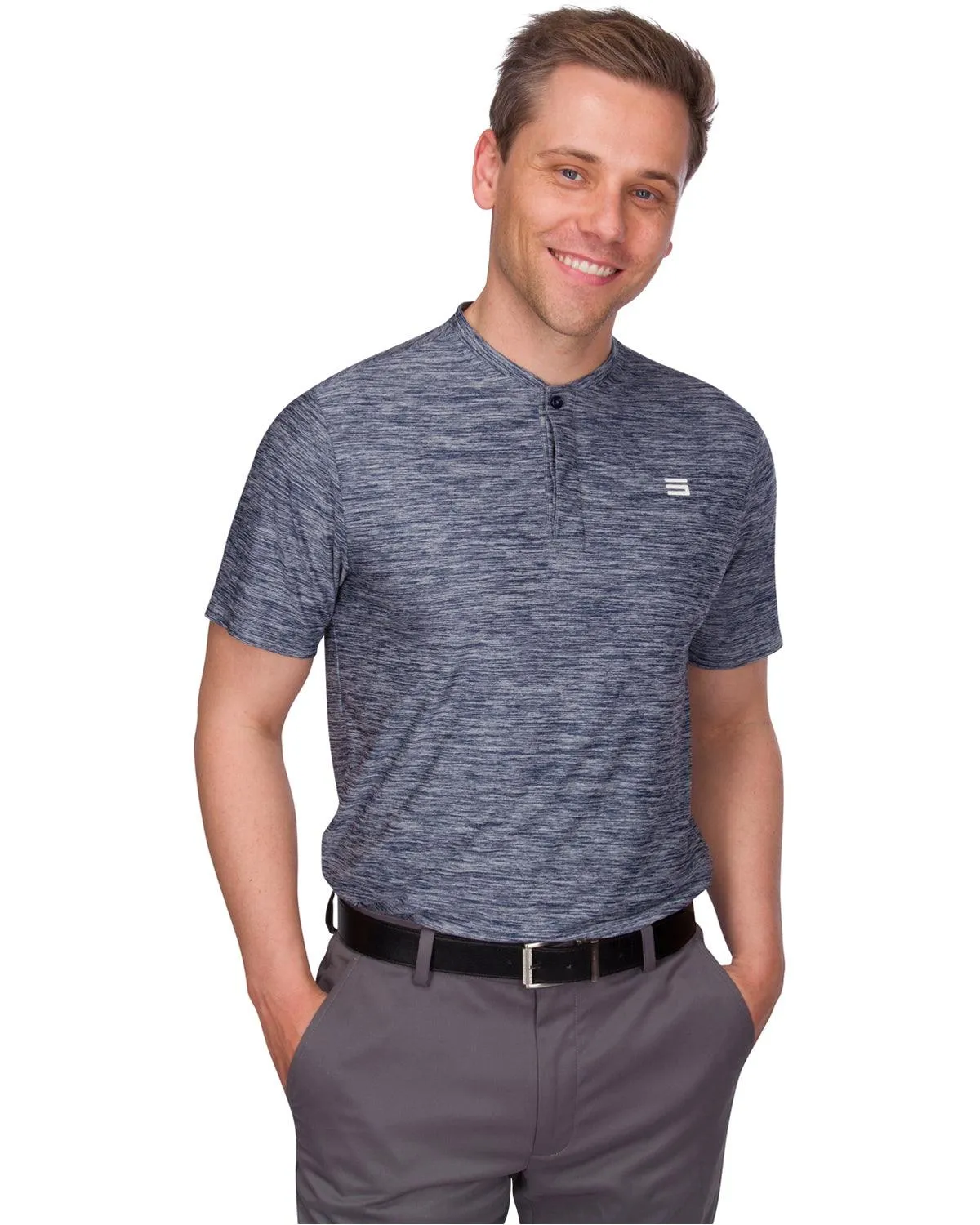 Extreme Deal -Men's Heathered Collarless Golf Polos Additional Colors