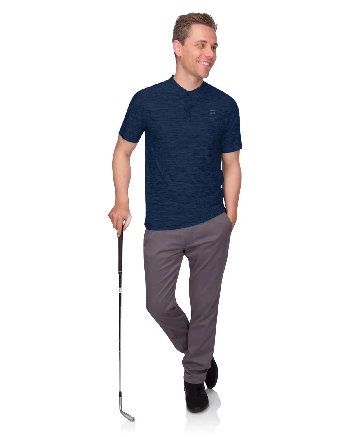 Extreme Deal -Men's Heathered Collarless Golf Polos Additional Colors