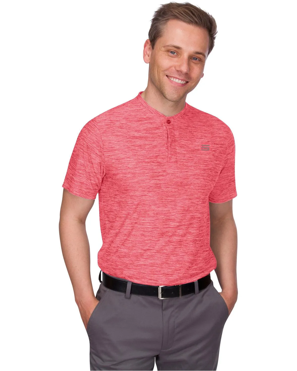 Extreme Deal -Men's Heathered Collarless Golf Polos Additional Colors