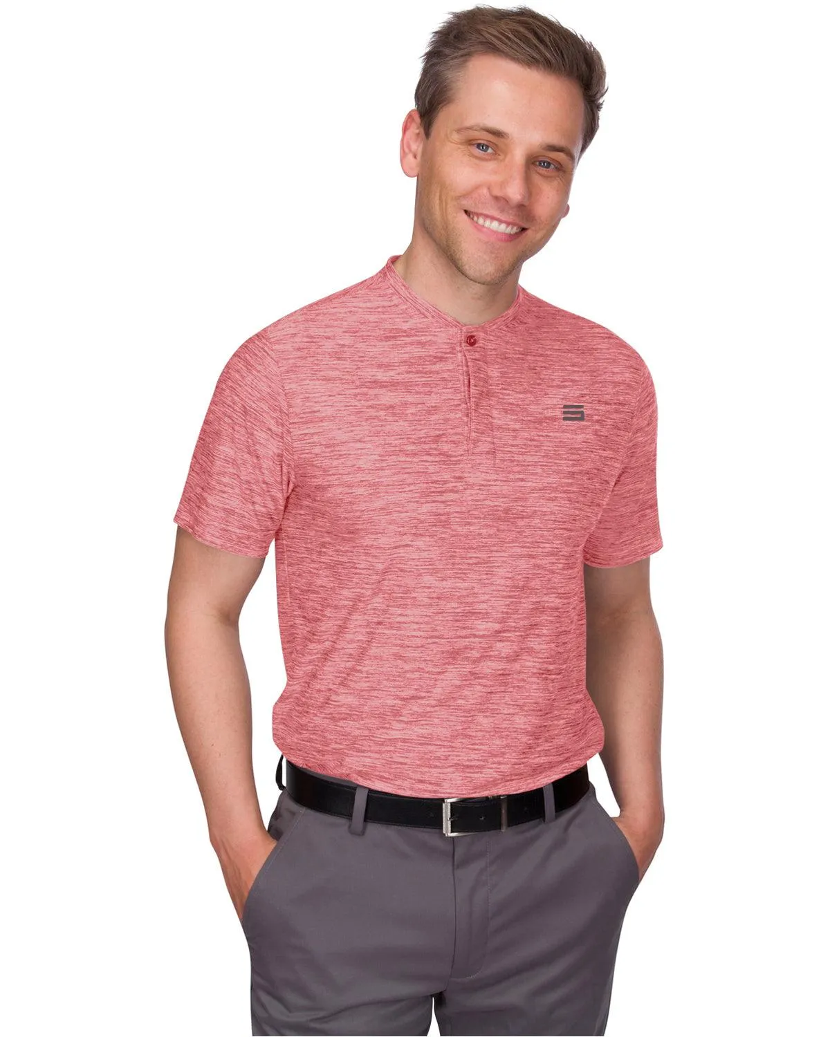 Extreme Deal -Men's Heathered Collarless Golf Polos Additional Colors