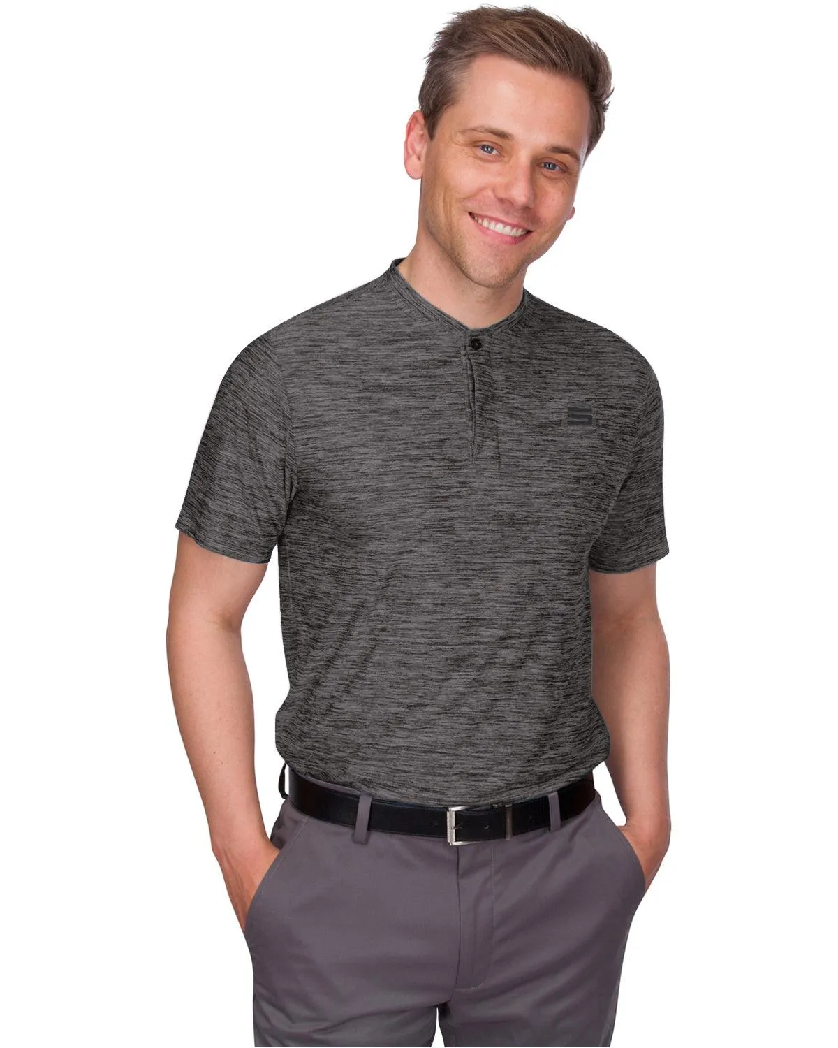 Extreme Deal -Men's Heathered Collarless Golf Polos Additional Colors