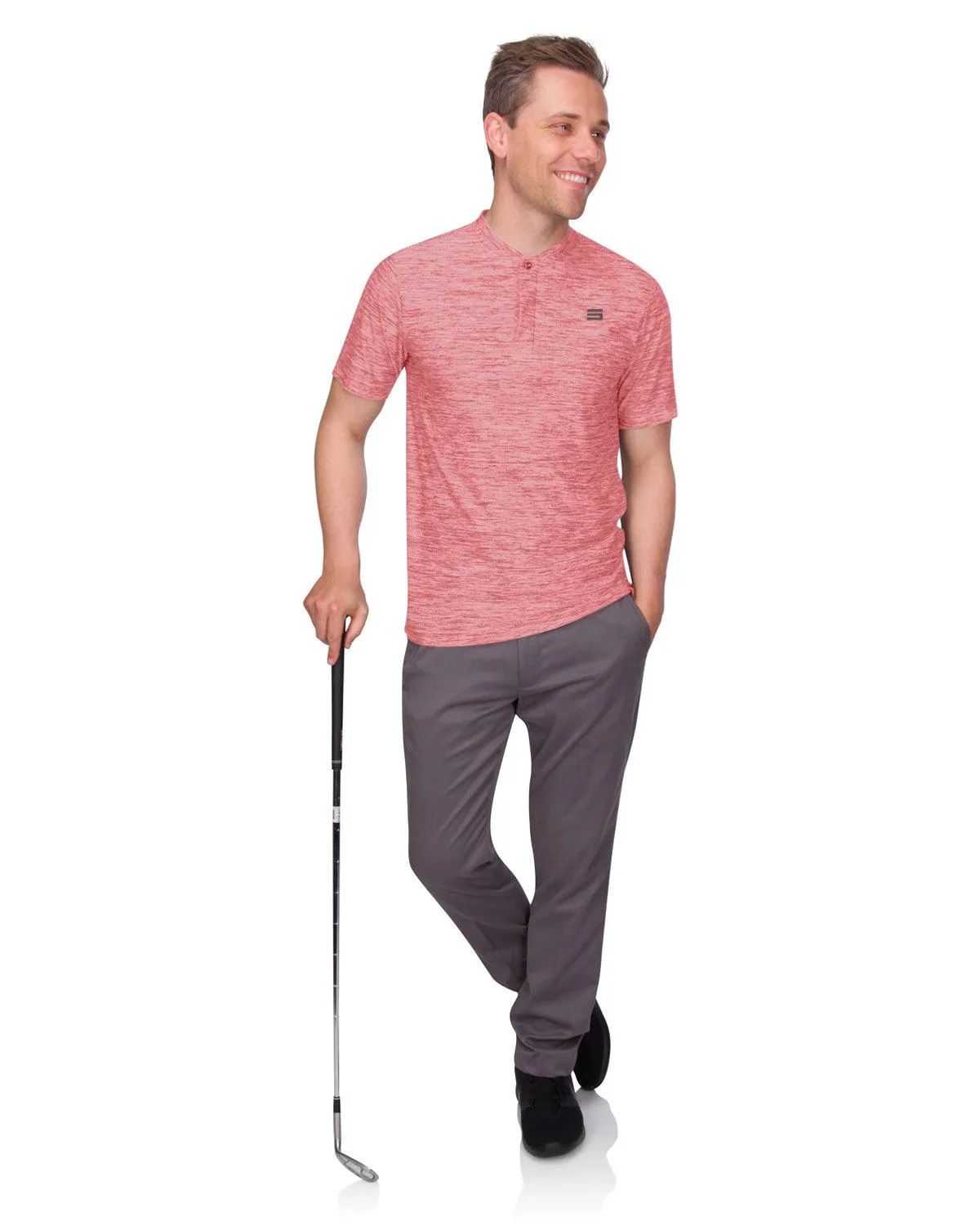 Extreme Deal -Men's Heathered Collarless Golf Polos Additional Colors