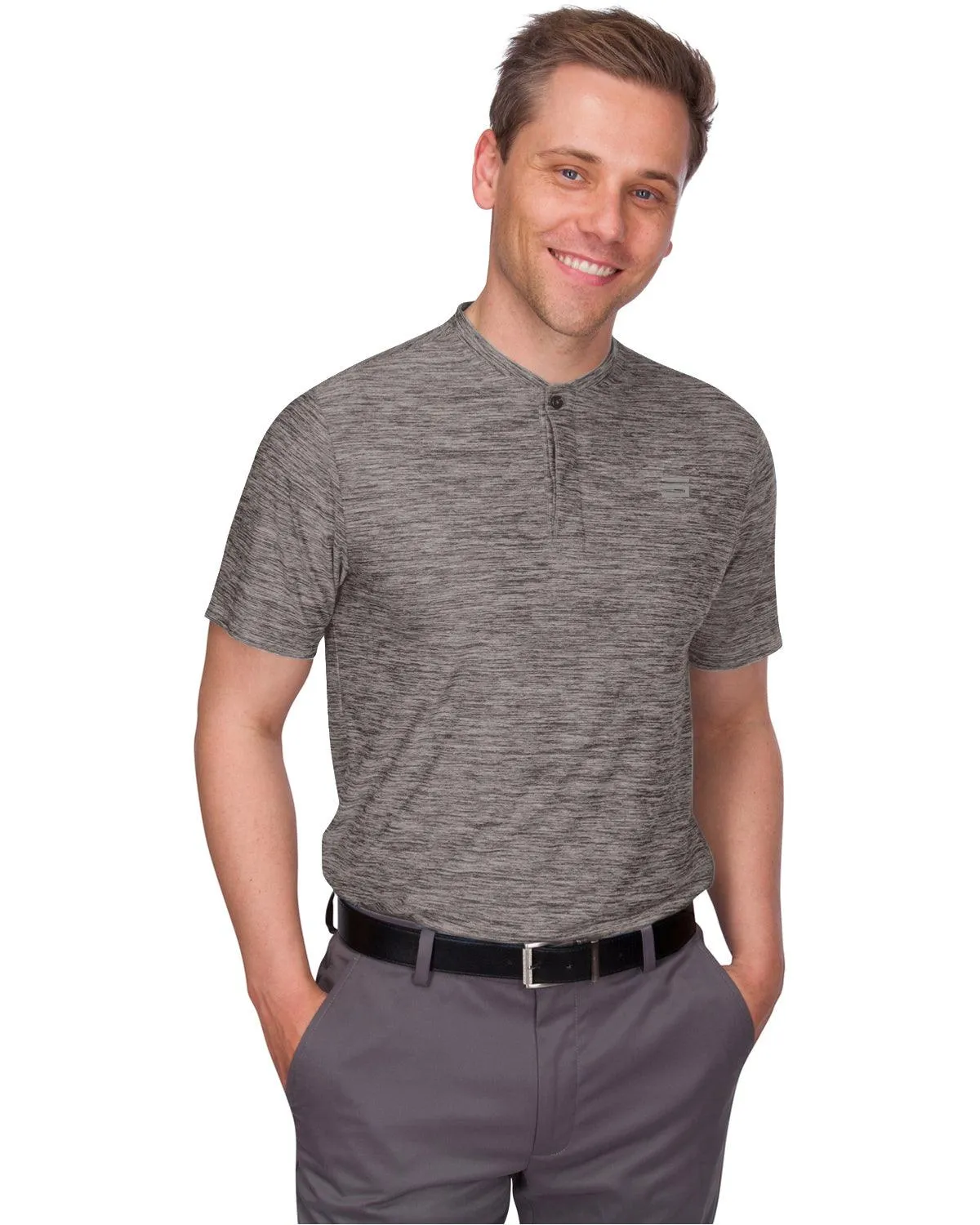 Extreme Deal -Men's Heathered Collarless Golf Polos Additional Colors