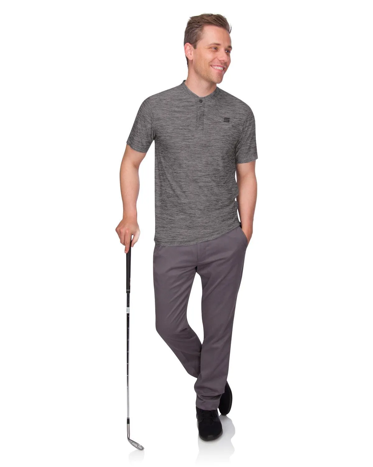Extreme Deal -Men's Heathered Collarless Golf Polos Additional Colors