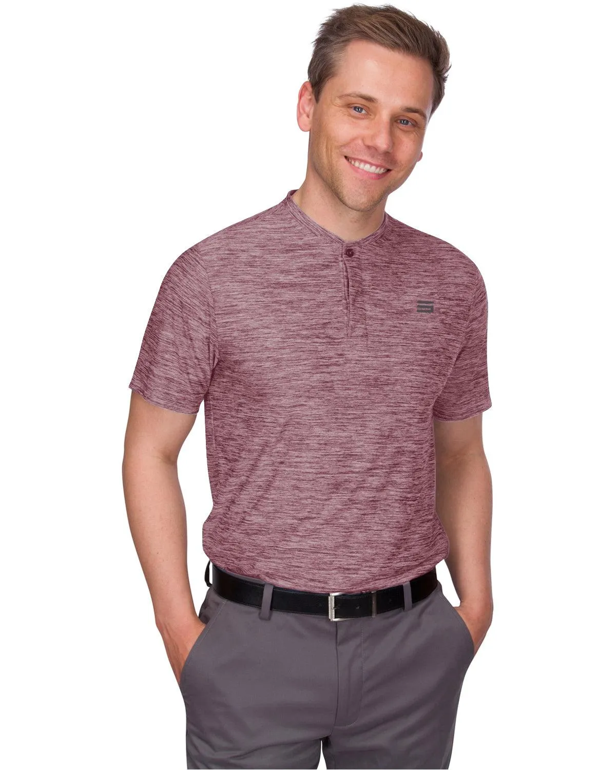 Extreme Deal -Men's Heathered Collarless Golf Polos Additional Colors