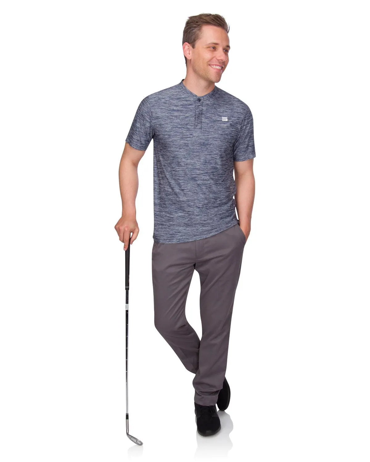 Extreme Deal -Men's Heathered Collarless Golf Polos Additional Colors