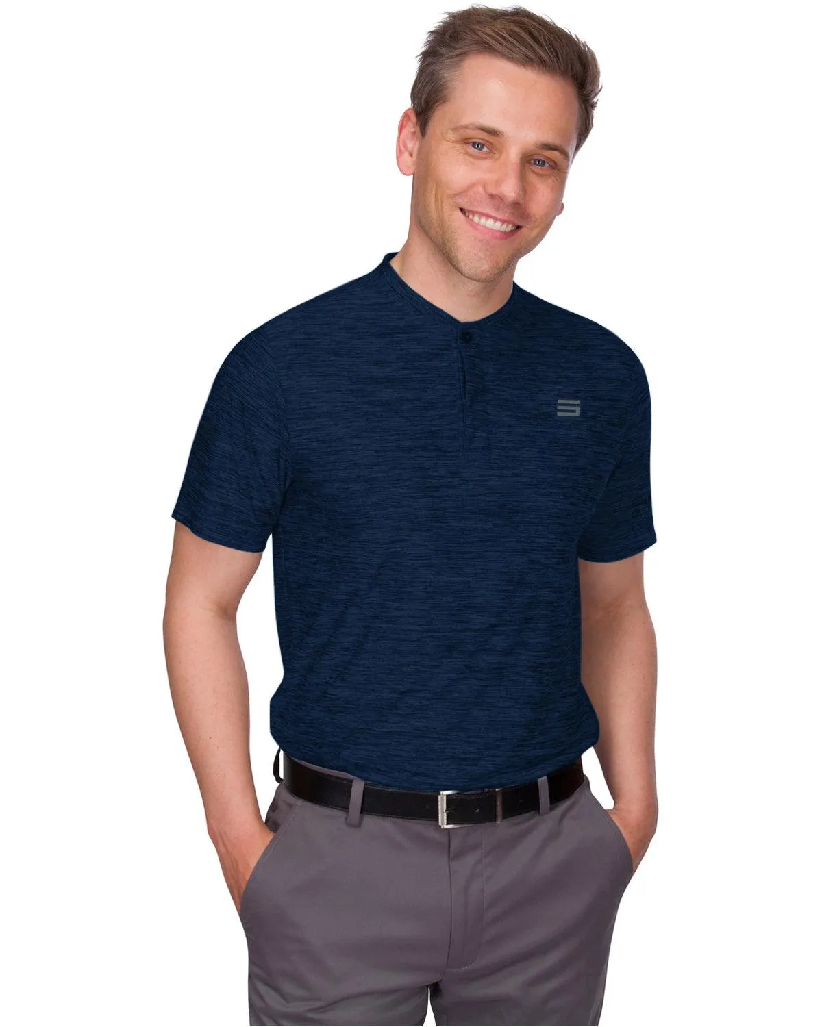Extreme Deal -Men's Heathered Collarless Golf Polos Additional Colors