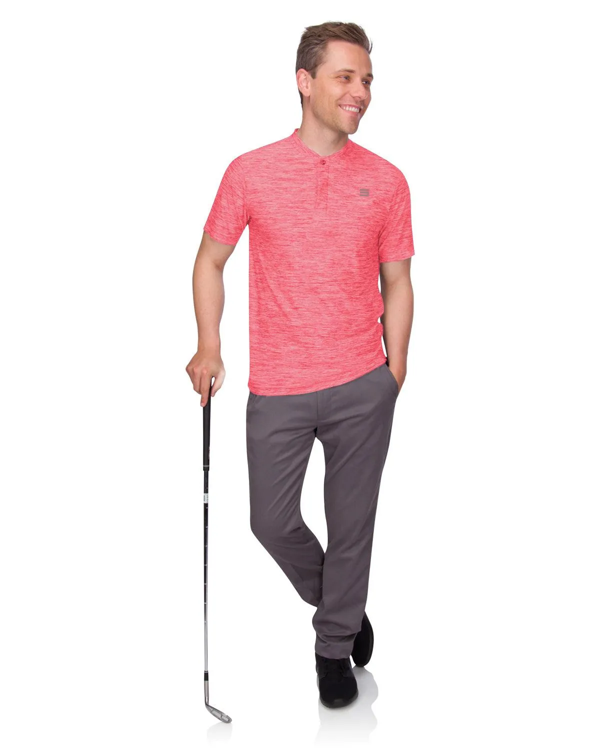 Extreme Deal -Men's Heathered Collarless Golf Polos Additional Colors