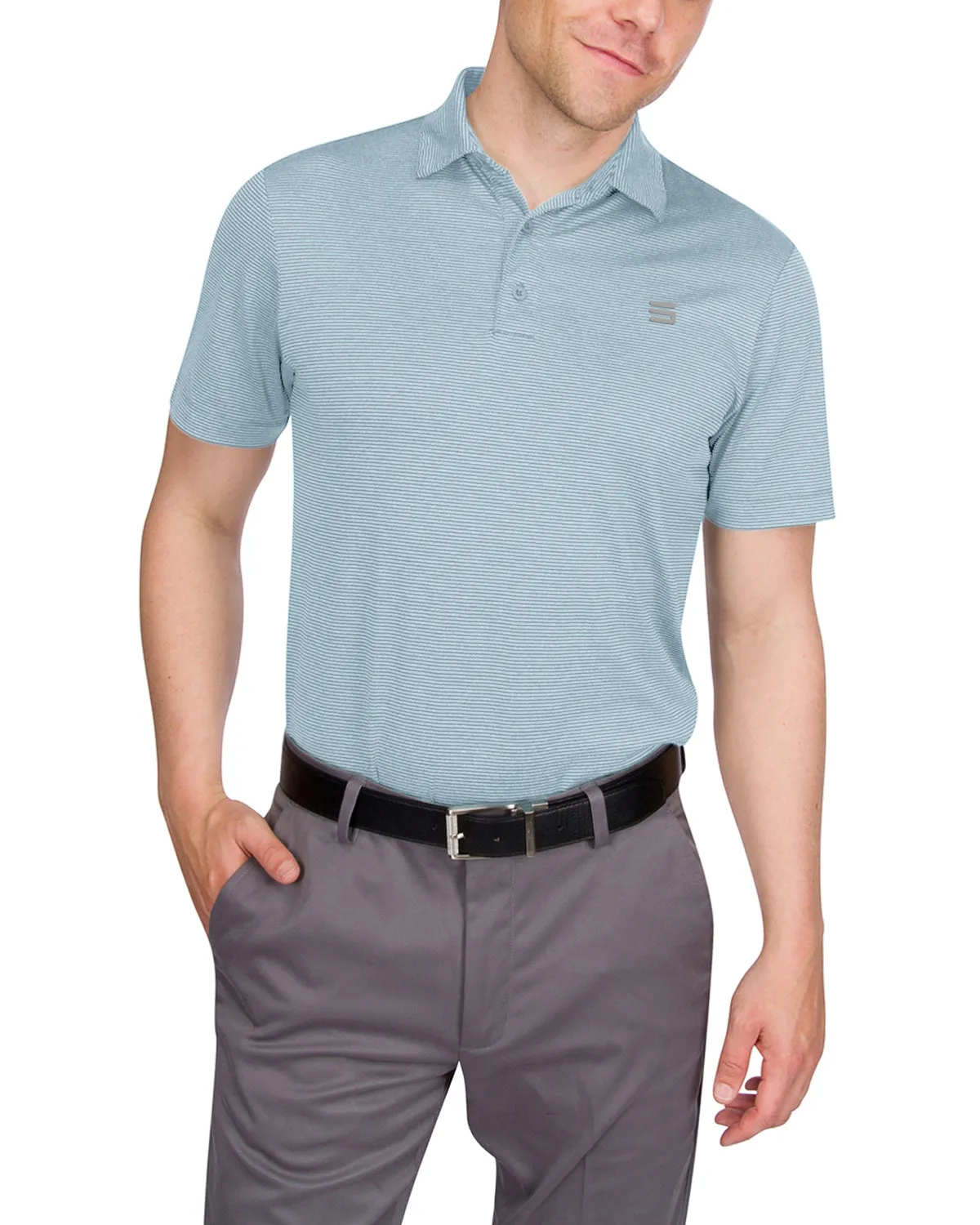 Extreme Deal - Men’s Thin-Striped Golf Polo Shirt Additional colors