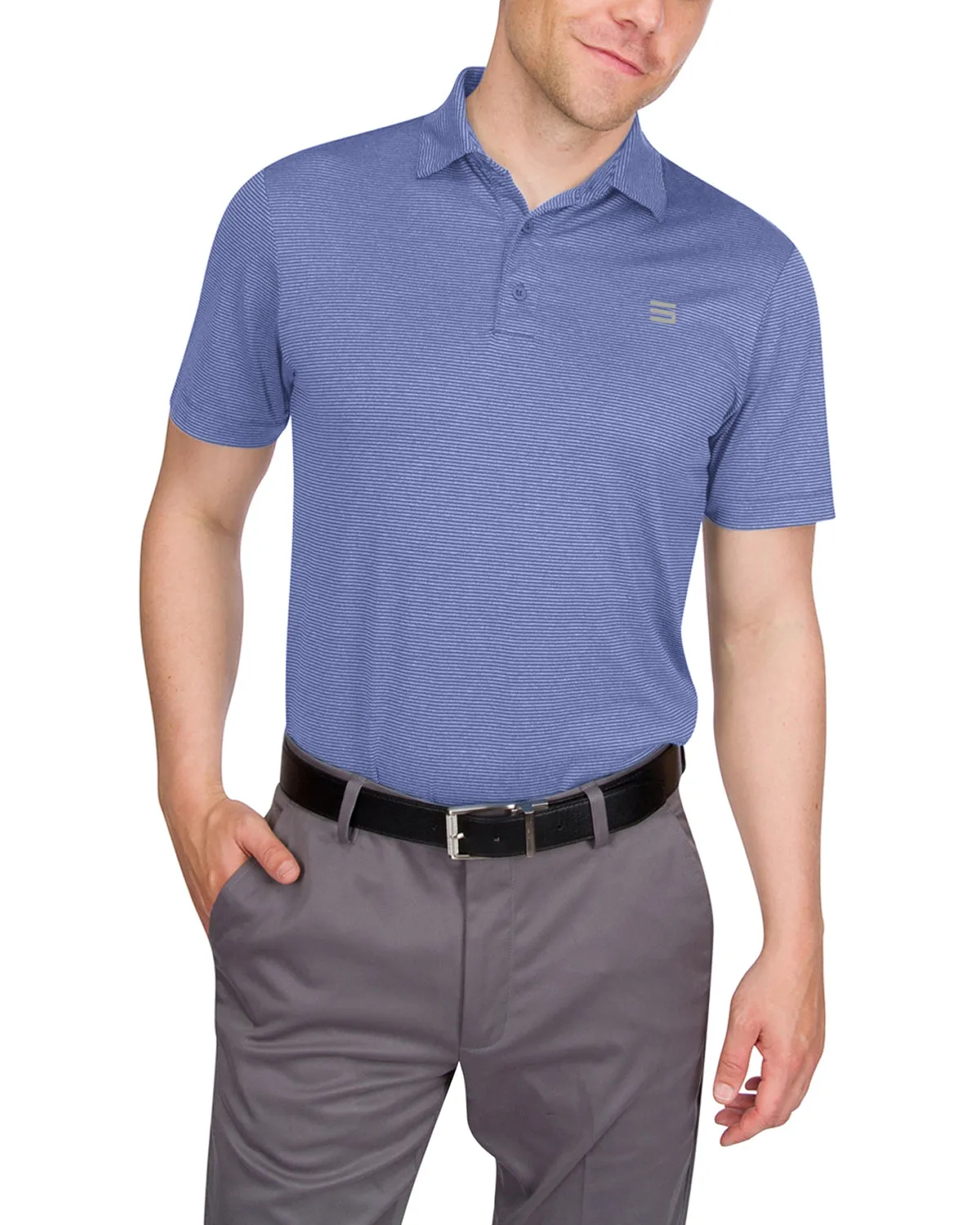 Extreme Deal - Men’s Thin-Striped Golf Polo Shirt Additional colors