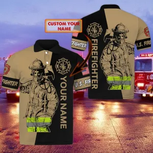 Firefighter - Personalized Name 3D Polo Shirt - Nmd 06