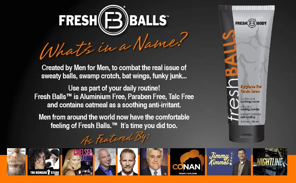 Fresh Body, Fresh Balls Lotion Solution for Men, 3.4 Oz
