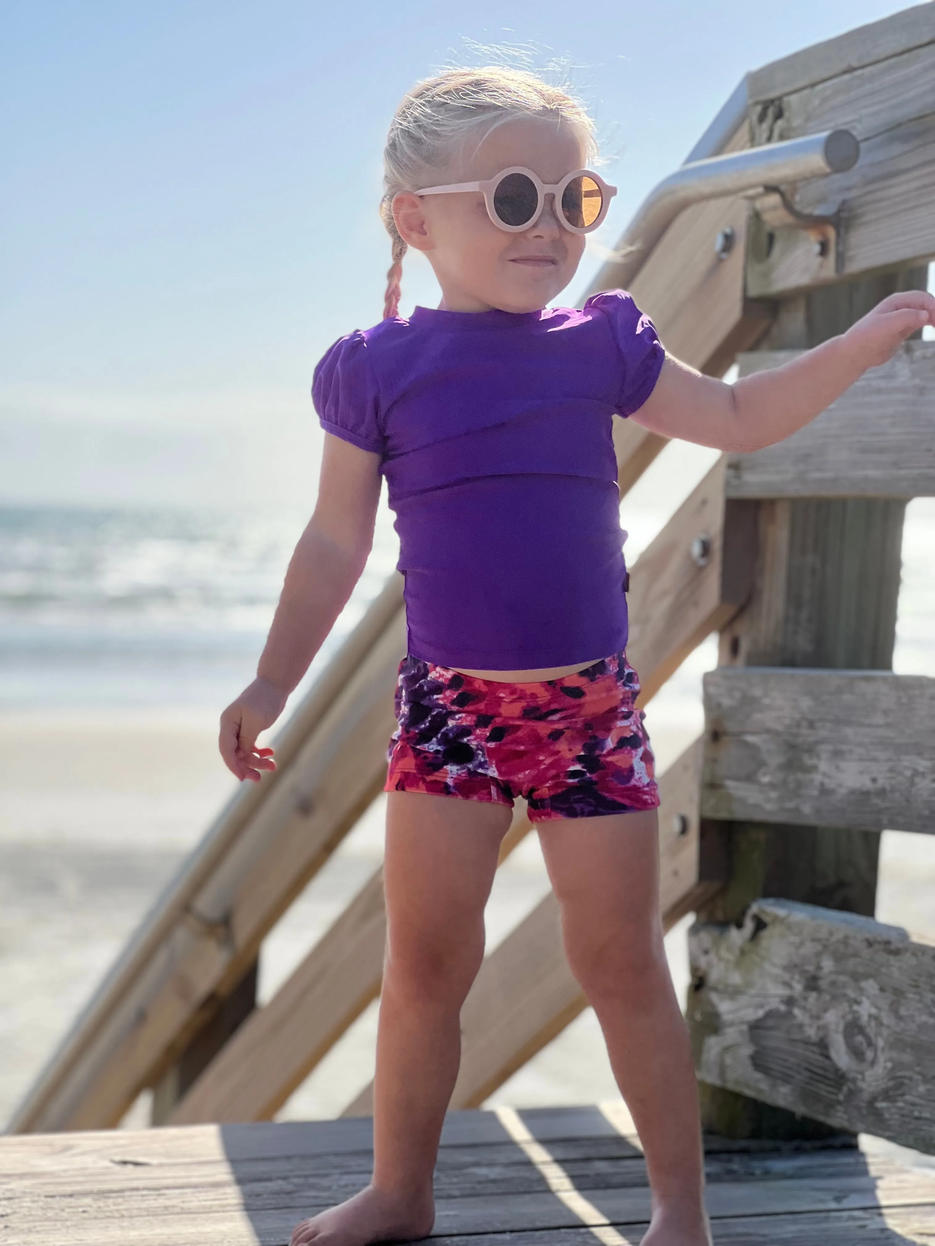 Girls UPF 50  Printed Swim Boy Shorts  | Splatter