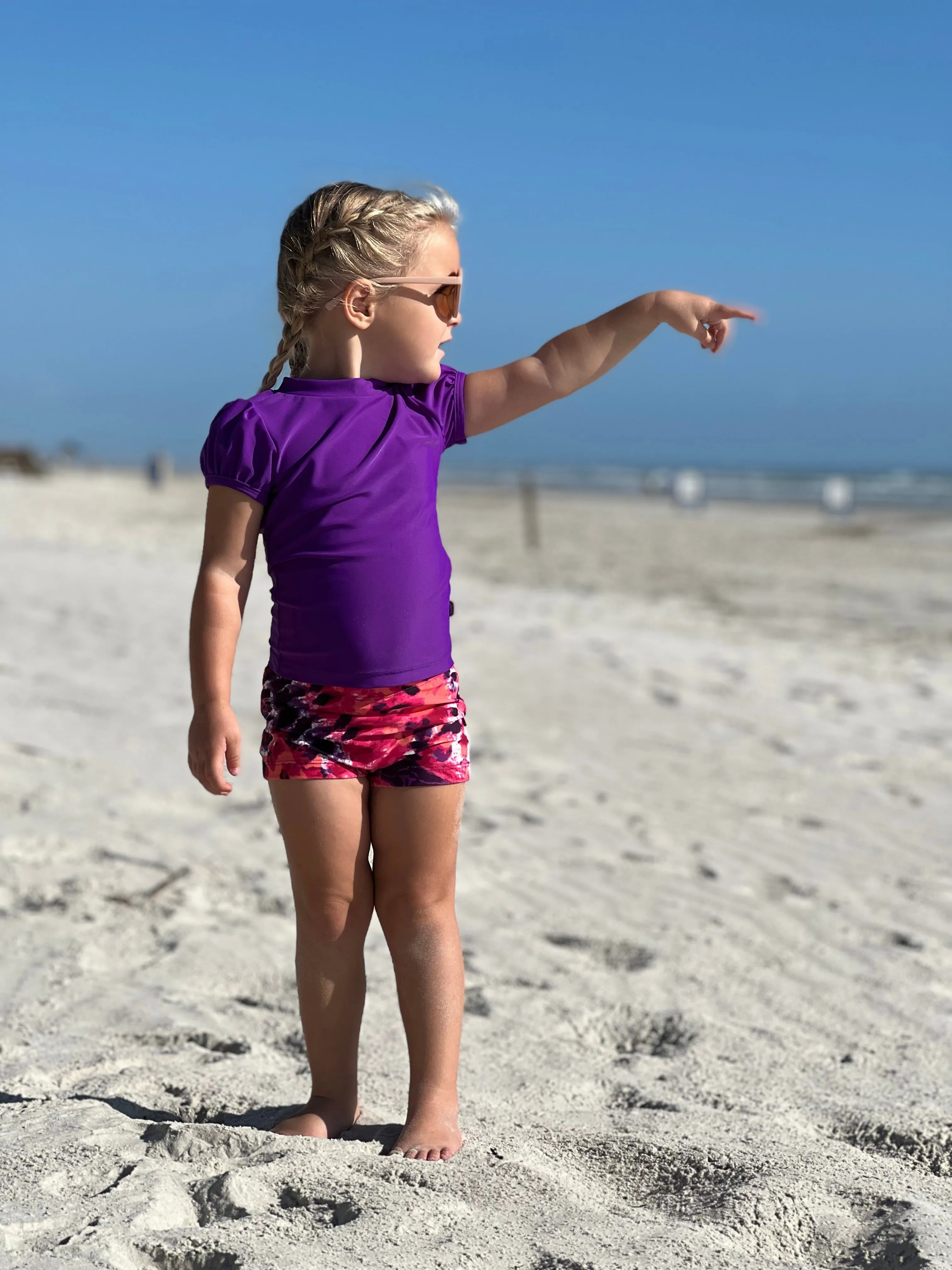 Girls UPF 50  Printed Swim Boy Shorts  | Splatter