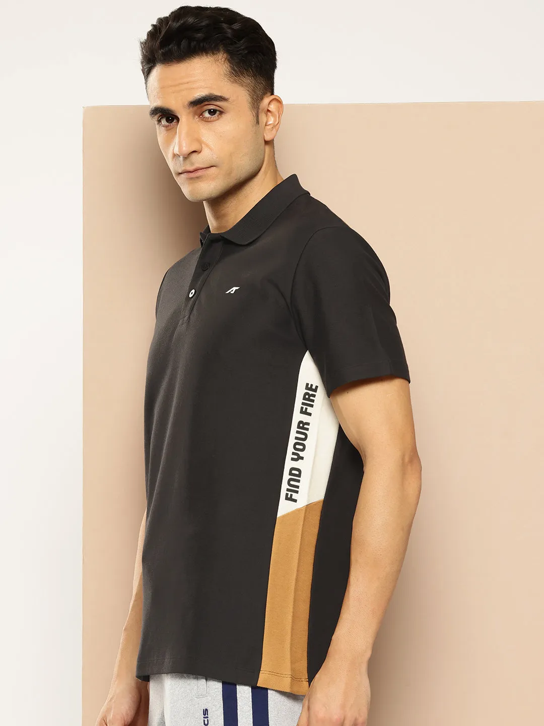 Graphical Panel Polo T-Shirt