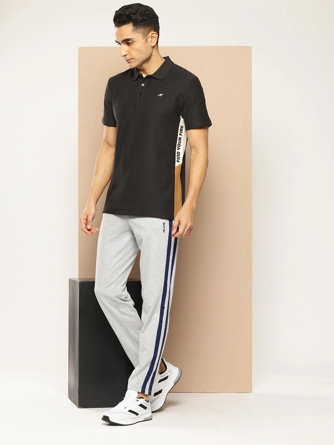 Graphical Panel Polo T-Shirt