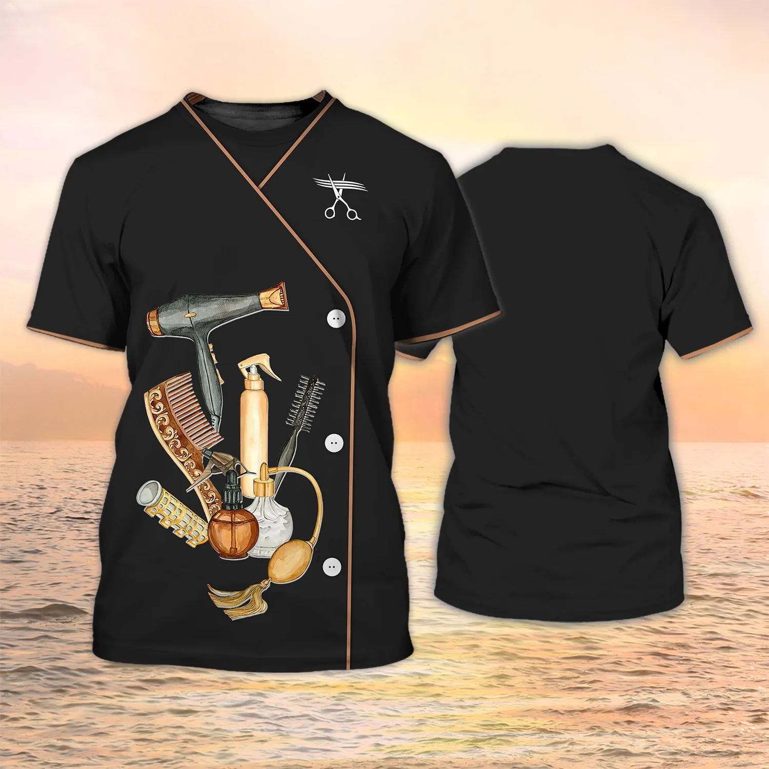 Hairdresser Uniform Hairstylist Custom Tshirt Hairdresser Tools Shirts [Non Workwear]