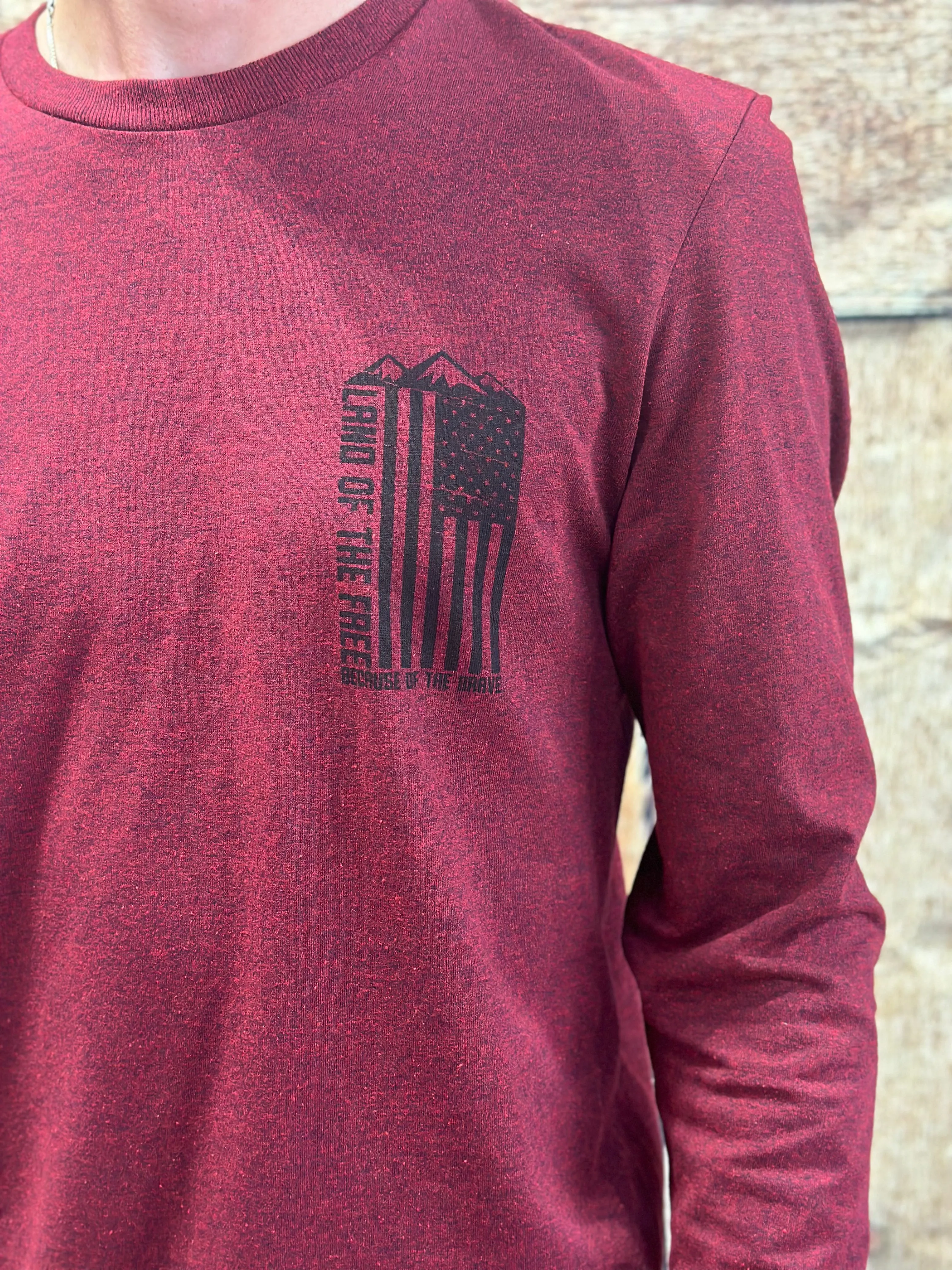 Howitzer "Land of the Free" Long Sleeve Maroon Graphic