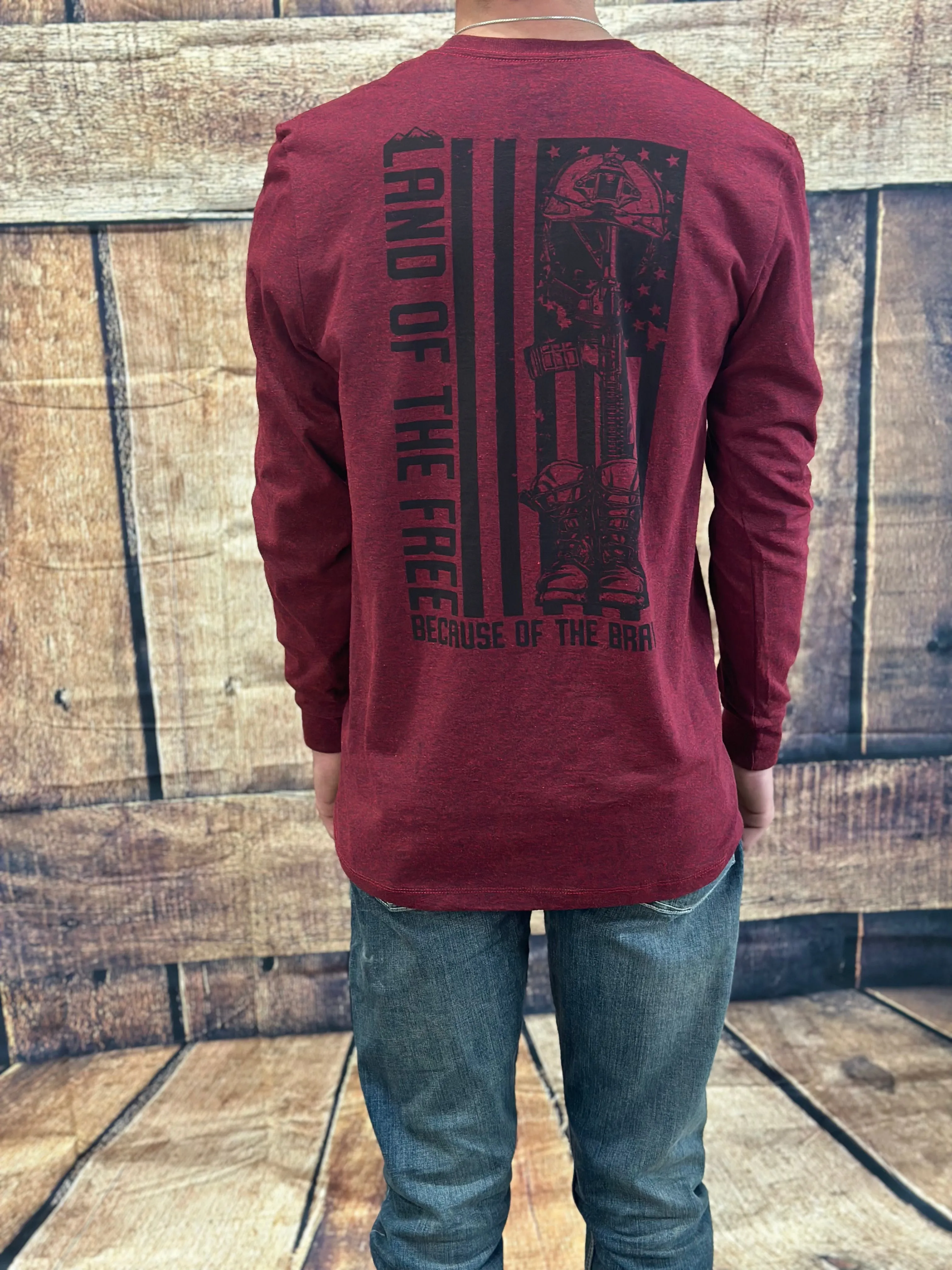 Howitzer "Land of the Free" Long Sleeve Maroon Graphic