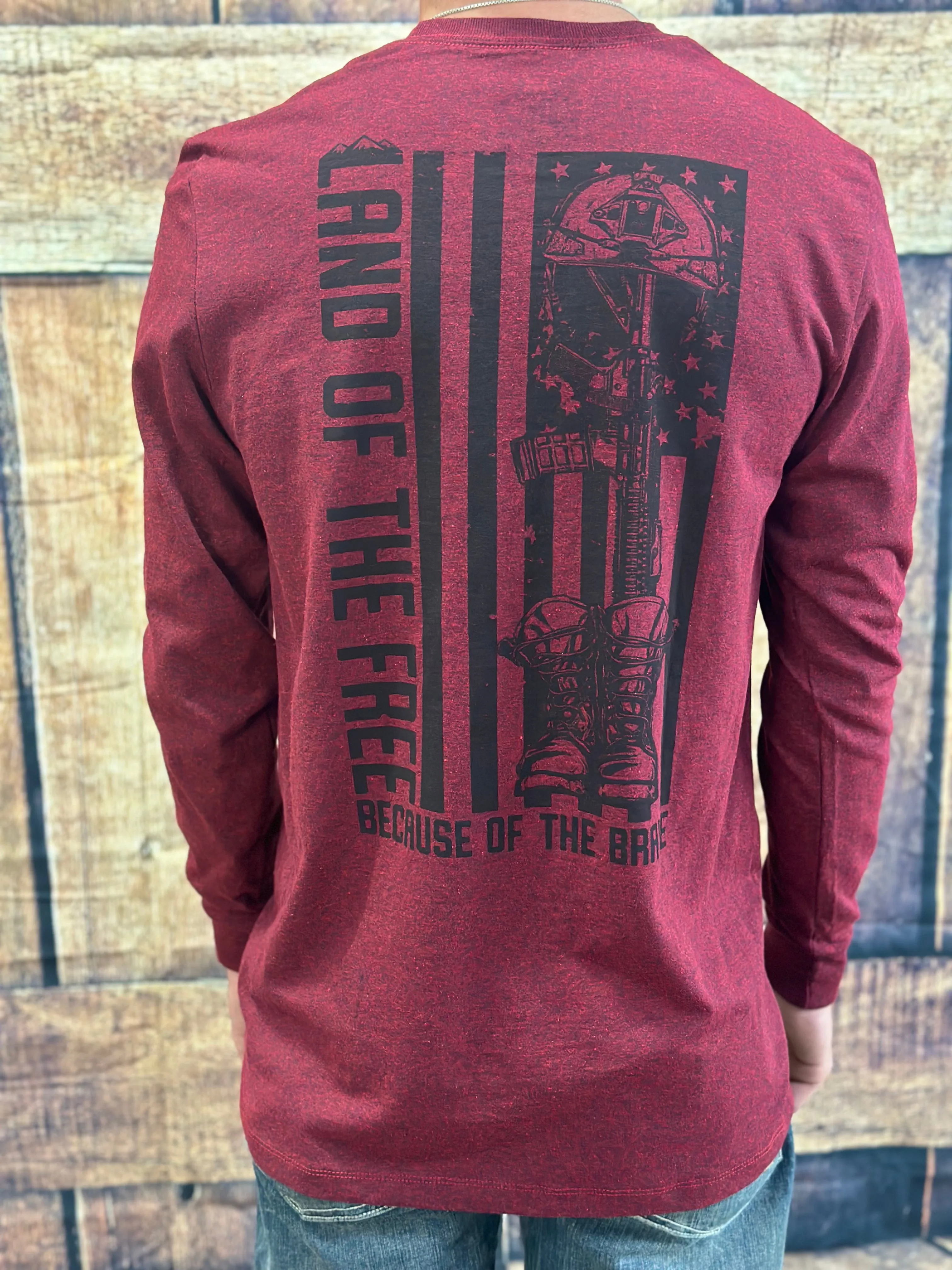 Howitzer "Land of the Free" Long Sleeve Maroon Graphic