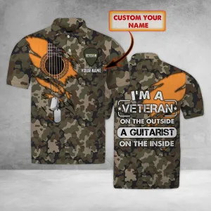 I'm A Veteran And A Guitarist - Personalized Name 3D Polo Shirt - Loop - Nt168 - Ct143